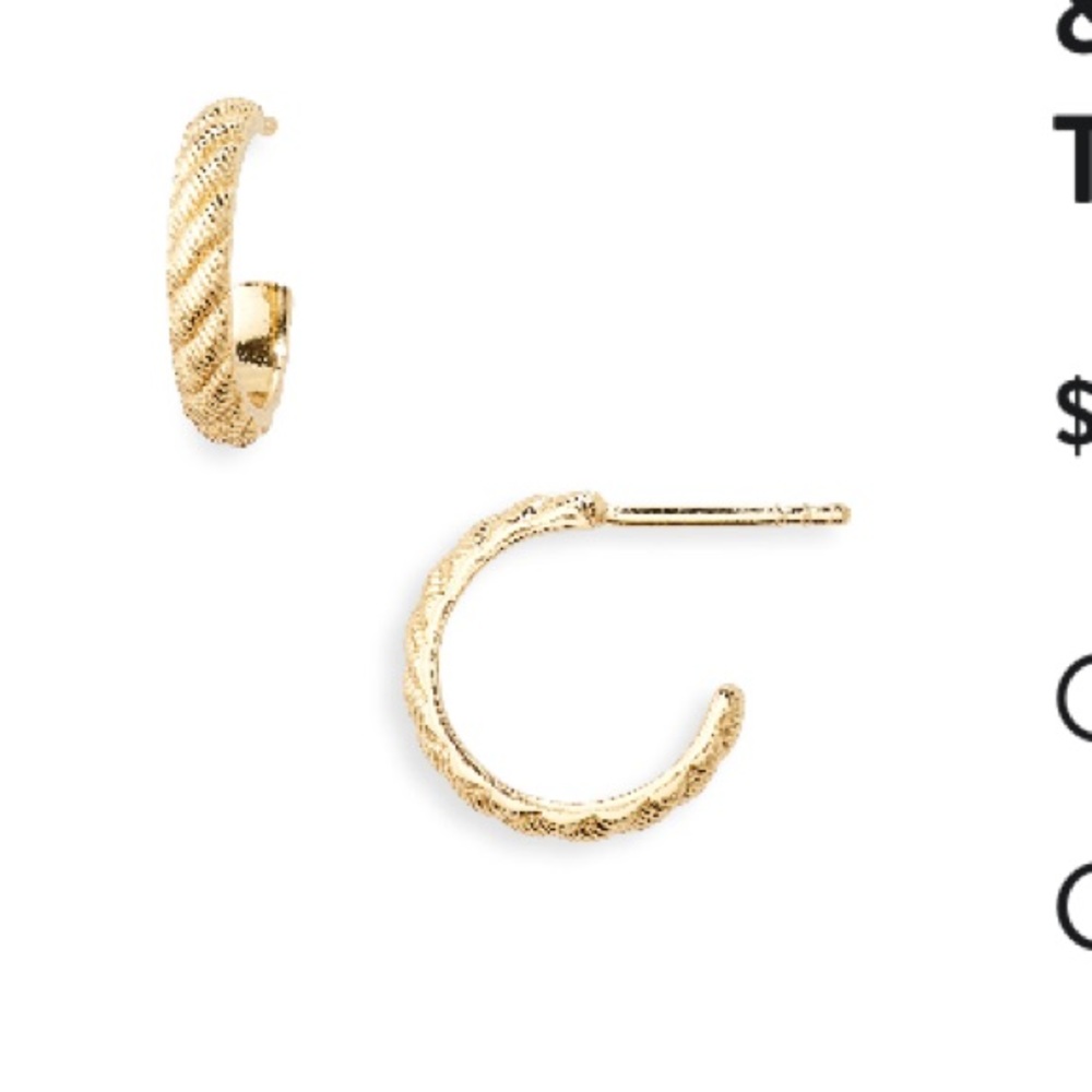 & Other Stories sterling silver textured huggie Hoop Earrings